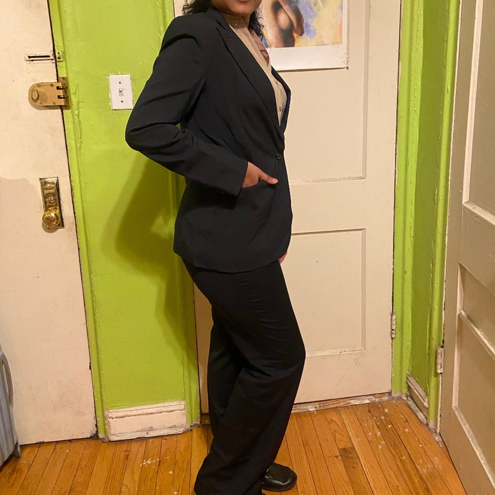 Blue Suit with Wide Leg Pant and Pencil Skirt